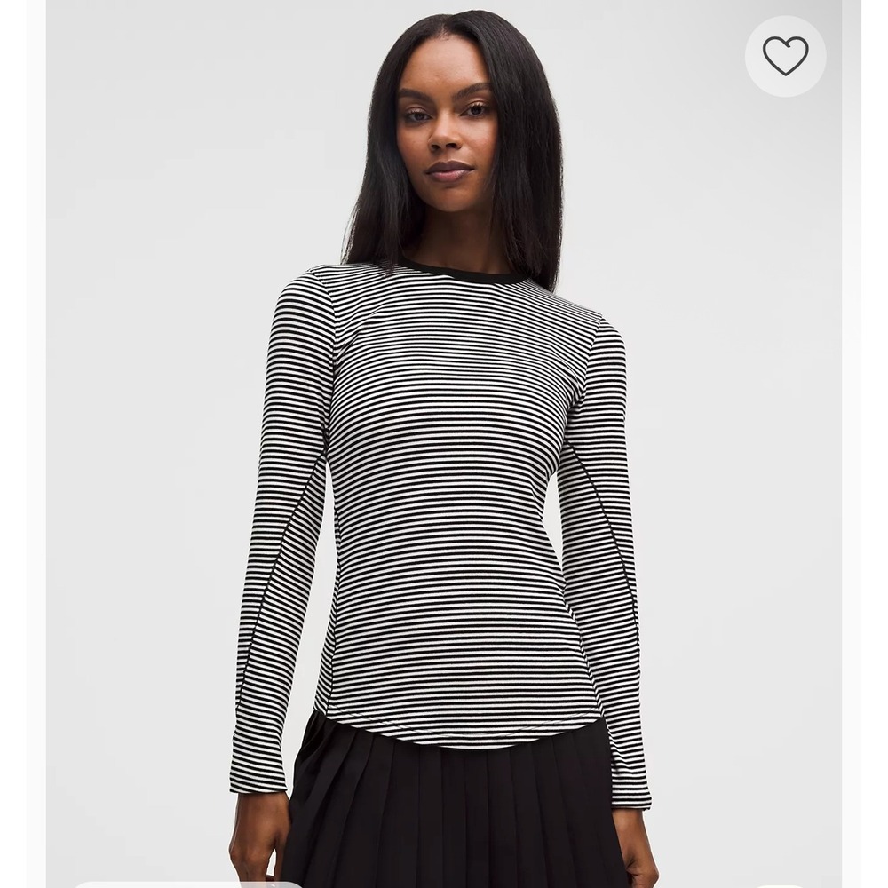 Lululemon Black Striped Hold Tight Long Sleeve Shirt Sz S Workout Fitted Active